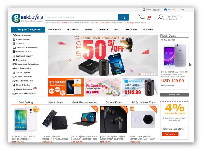 Online gadget store